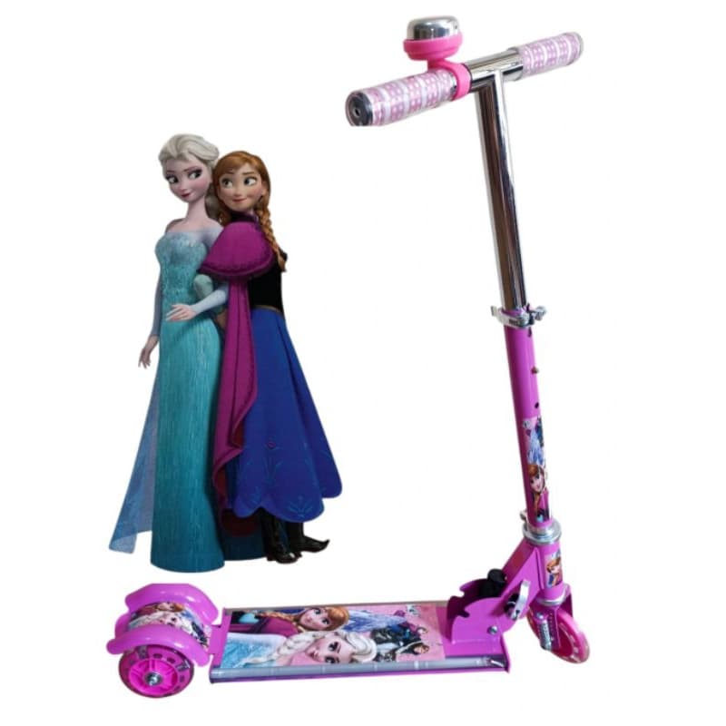 Patinete Infantil Metal Musical Rosa com Luz de Led Frozen
