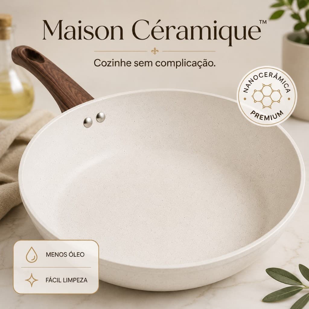 Frigideira Antiaderente Indução Cerâmica Premium Não Gruda Sem Óleo Cooktop Todos Fogões Grande Media Pequena