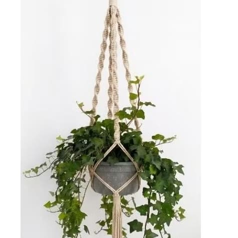 Suporte de planta em Macramé  planta pendurada, Suporte de Planta em Macramê com Alça Espiral – Charme Boho Chic mod 06