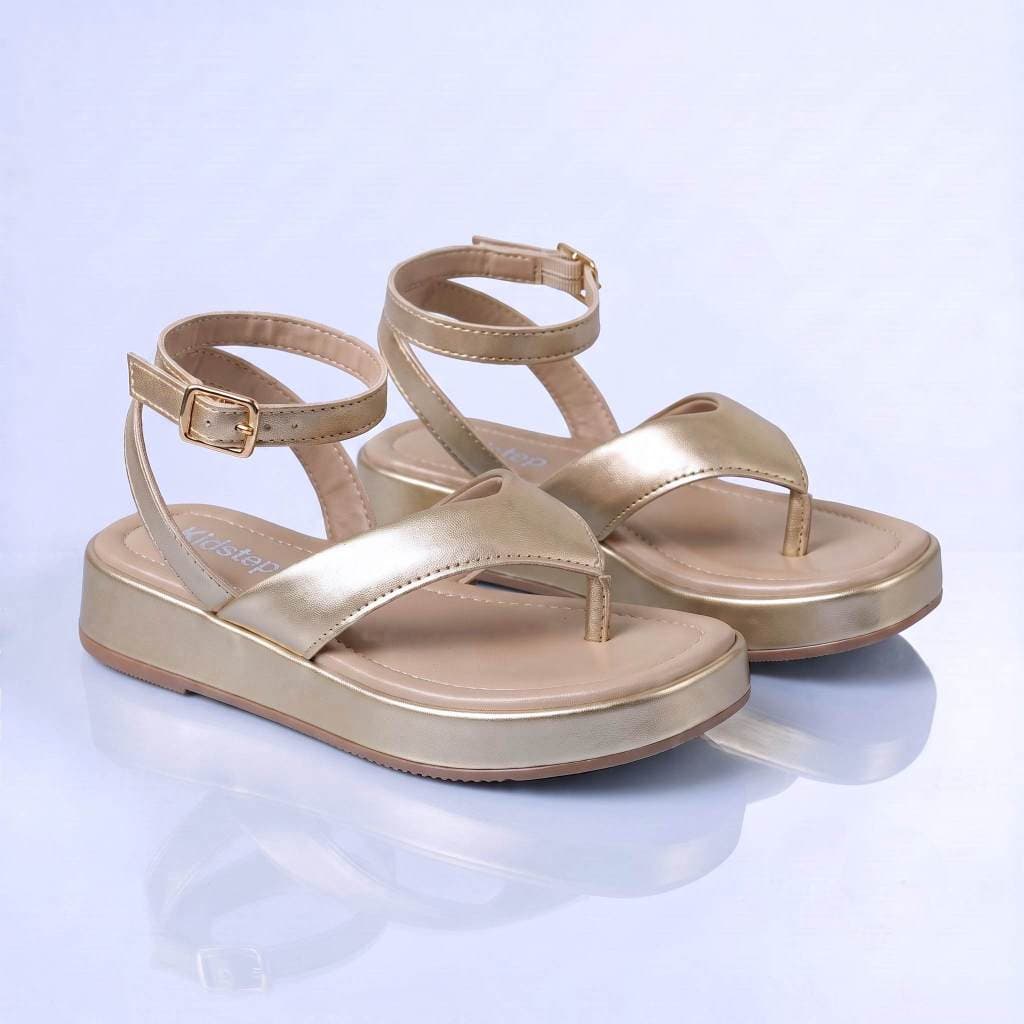 Sandália Flat Dourada Infantil Feminina Plataforma Kidstep