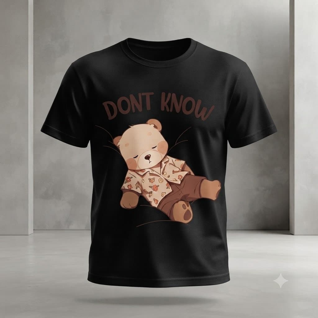Camiseta Don't Know Ursinho Dorminhoco Estampa Fofa e Divertida – Unissex Manga Curta