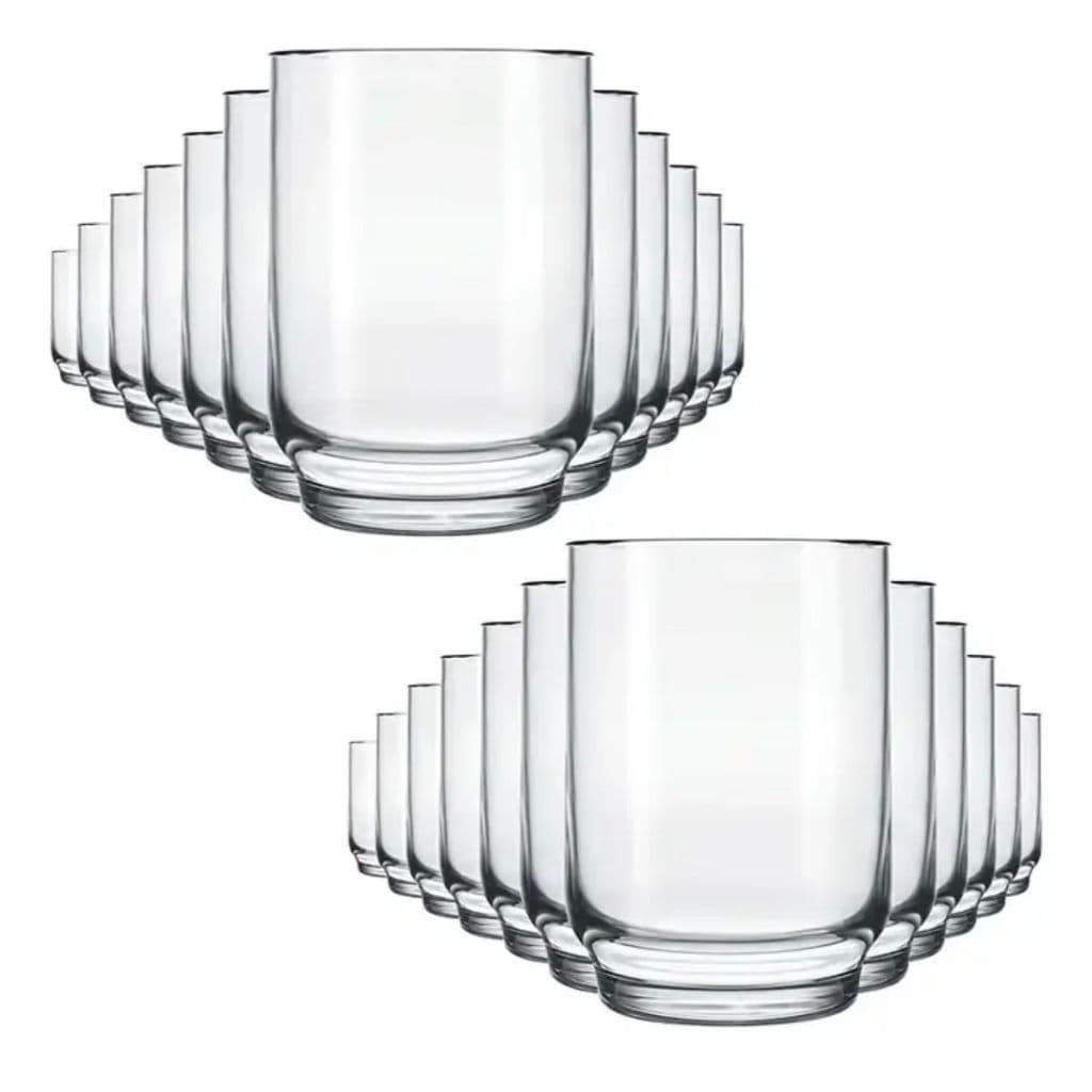Jogo 24 Copos de Vidro 260ml Água Suco Refrigerante Bar Restaurante Cozinha Resistente Nadir