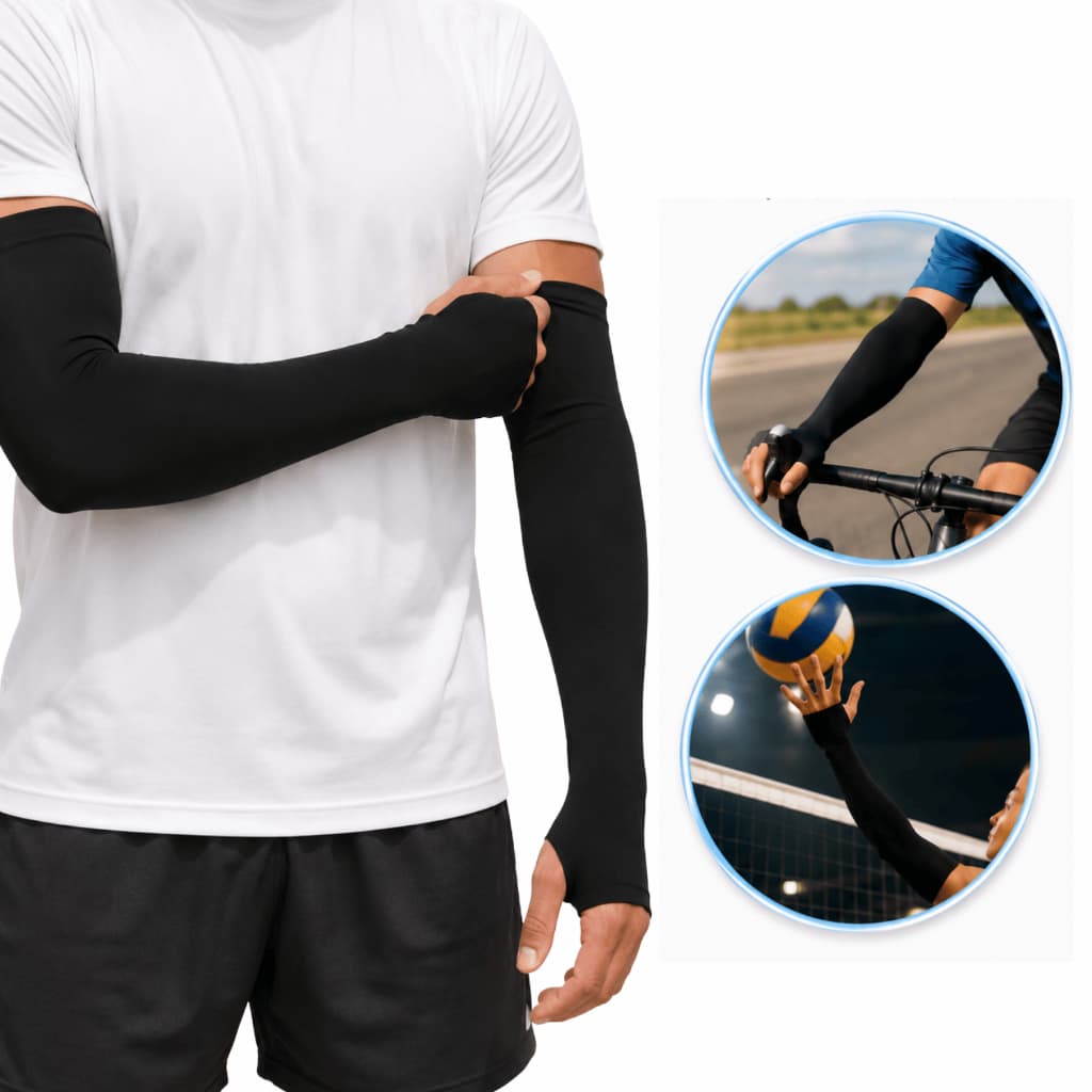 1 Par Manguito Proteção Solar UV50+ Capa de Braço Unissex Corrida Academia Moto/Carro Ciclismo/Bike Fitness C/ Dedos