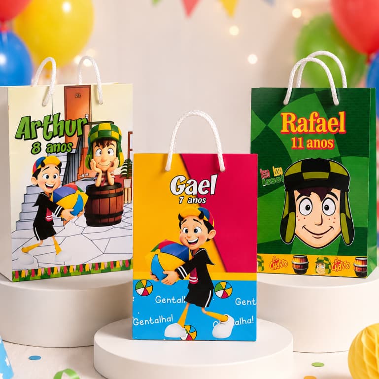 Sacolinha Personalizada - TURMA DO CHAVES - Sacolinha Surpresa | Lembrancinha Festa | Pegue e Monte.