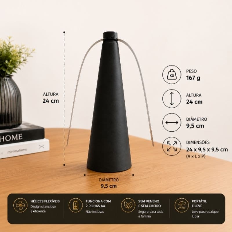 kit 6 Unidades Ventilador Repelente de Moscas e Pernilongos 25cm Compacto Potente Preto de Mesa Cozinha Restaurante