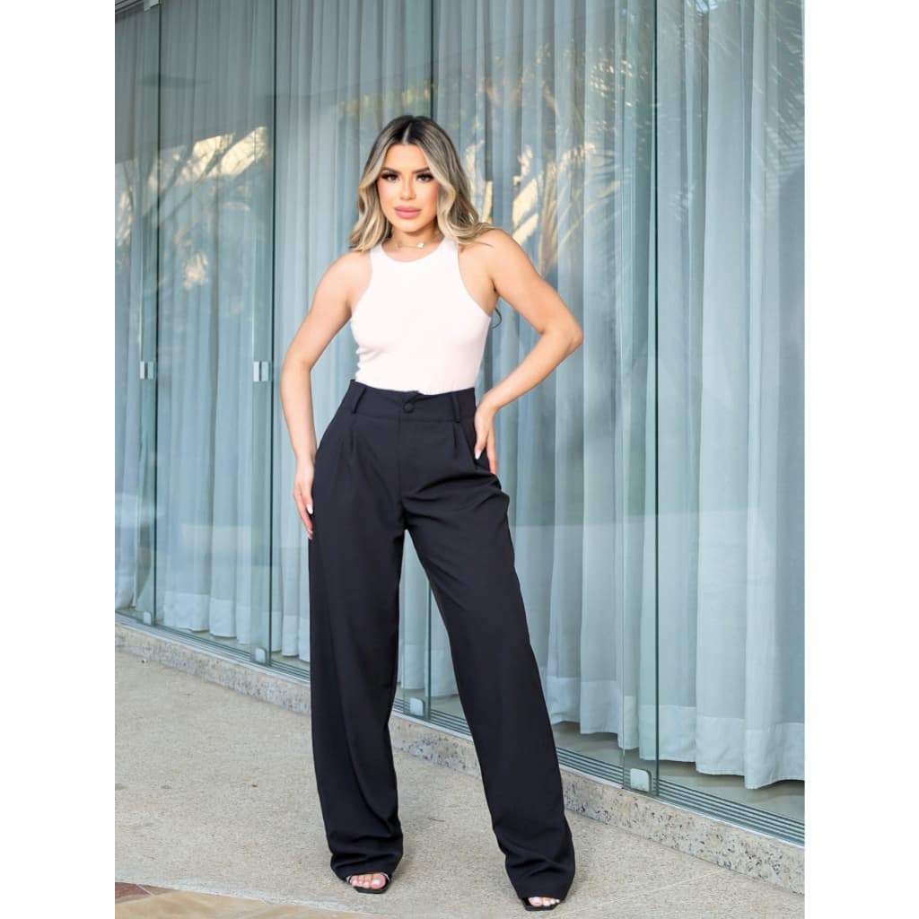 ZAVA Calça Premium Elegante Cintura Alta Social