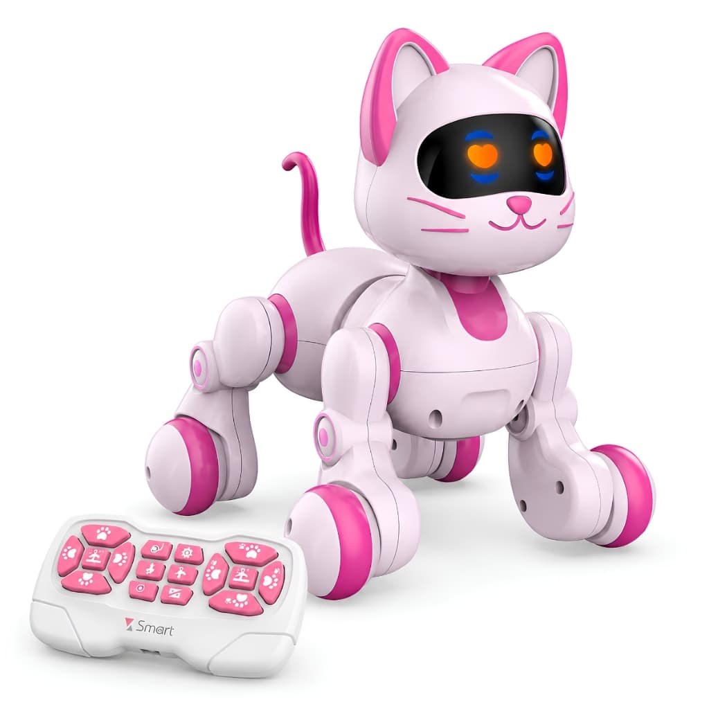 Gato Robô De Controle Remoto Infantil Rosa Com Led - Castela