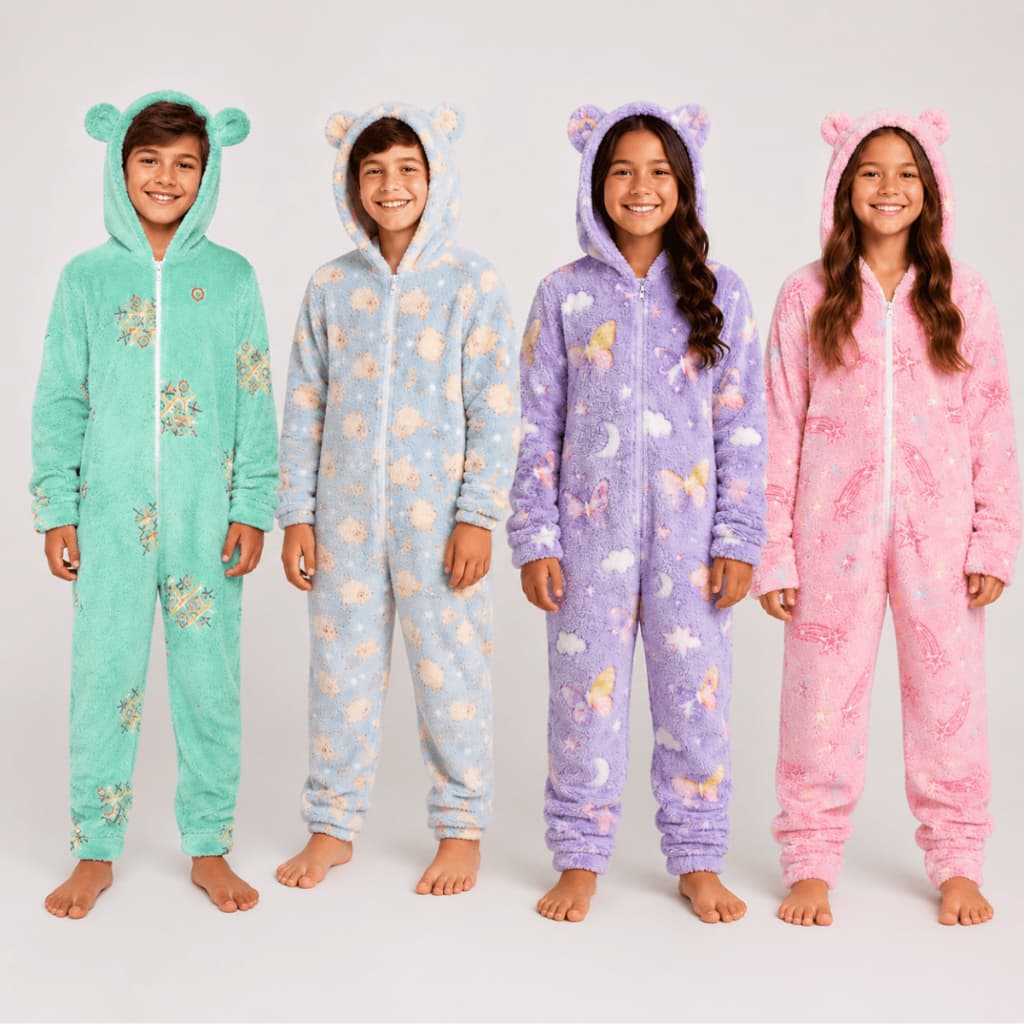 Macacão De Ultra Soft 3D Infantil Juvenil Sortido 4 Ao 18 Menino E Menina Pijama Quente Confortável Pijama Inverno