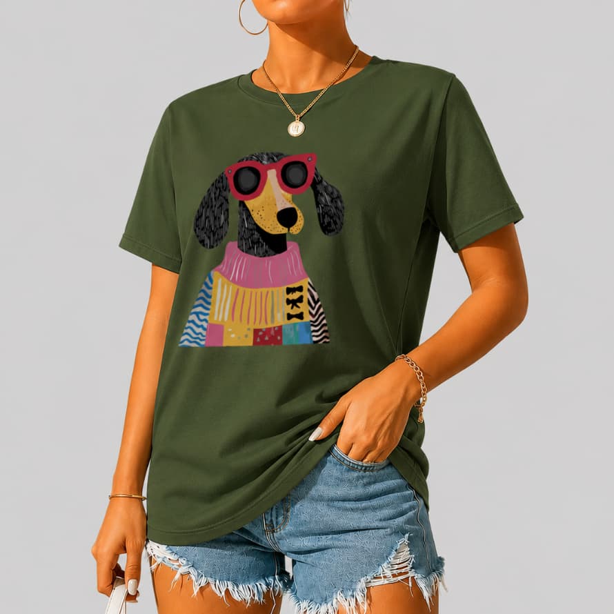 Camiseta Feminina Cachorro de Óculos Estilo Tumblr 100% Algodão