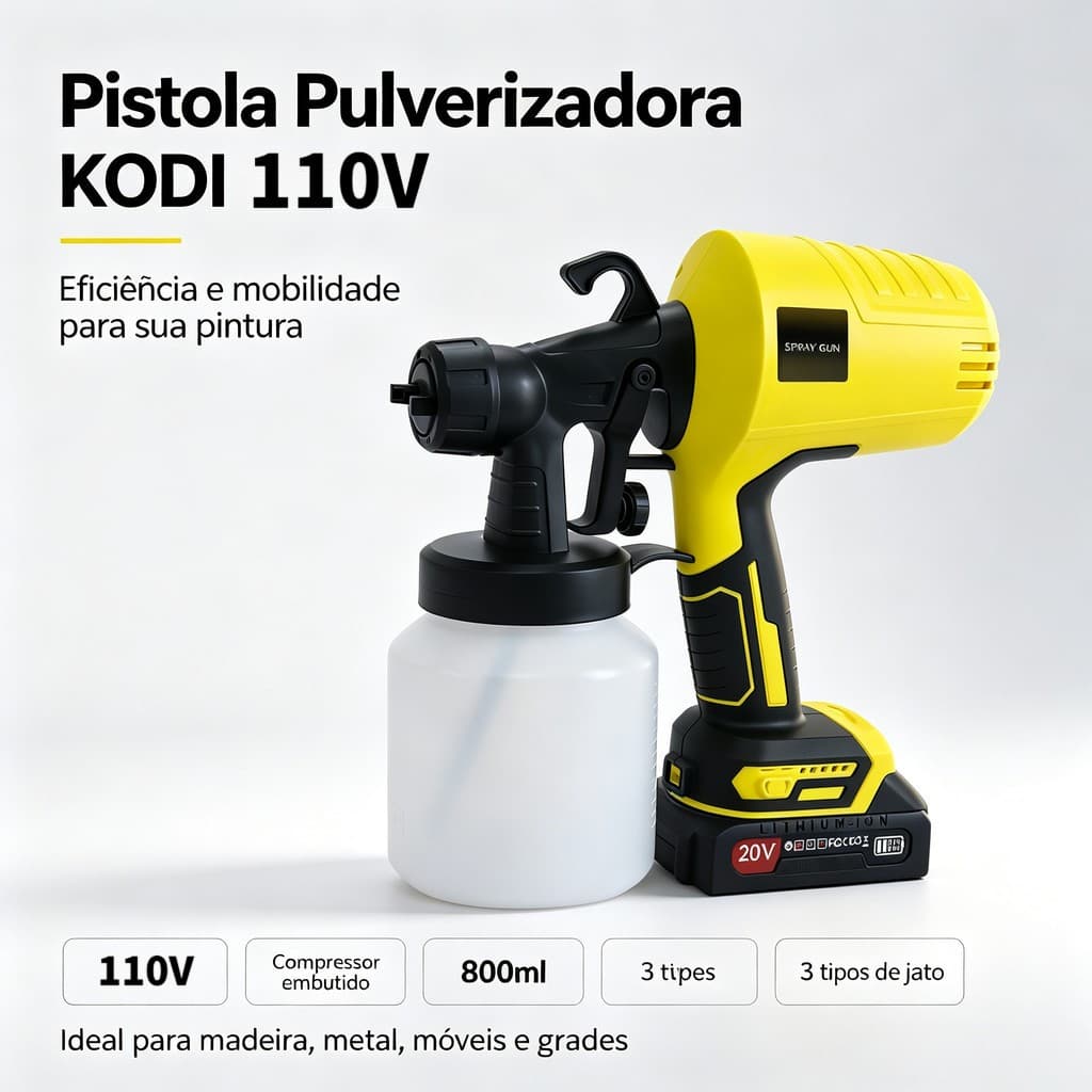 Pistola de Pintura Elétrica Profissional 110V com Bico Ajustável - Equipamento de Pintura-J4