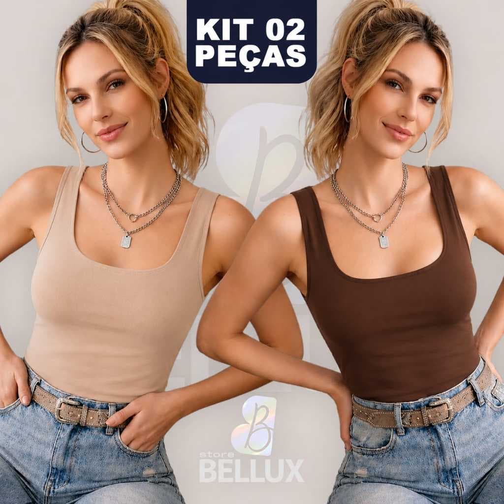 kit Blusa Regata Suplex Feminina Premium Ajuste Perfeito Básica Moda DIA DIA alça grossa sem manga forro duplo blogueira