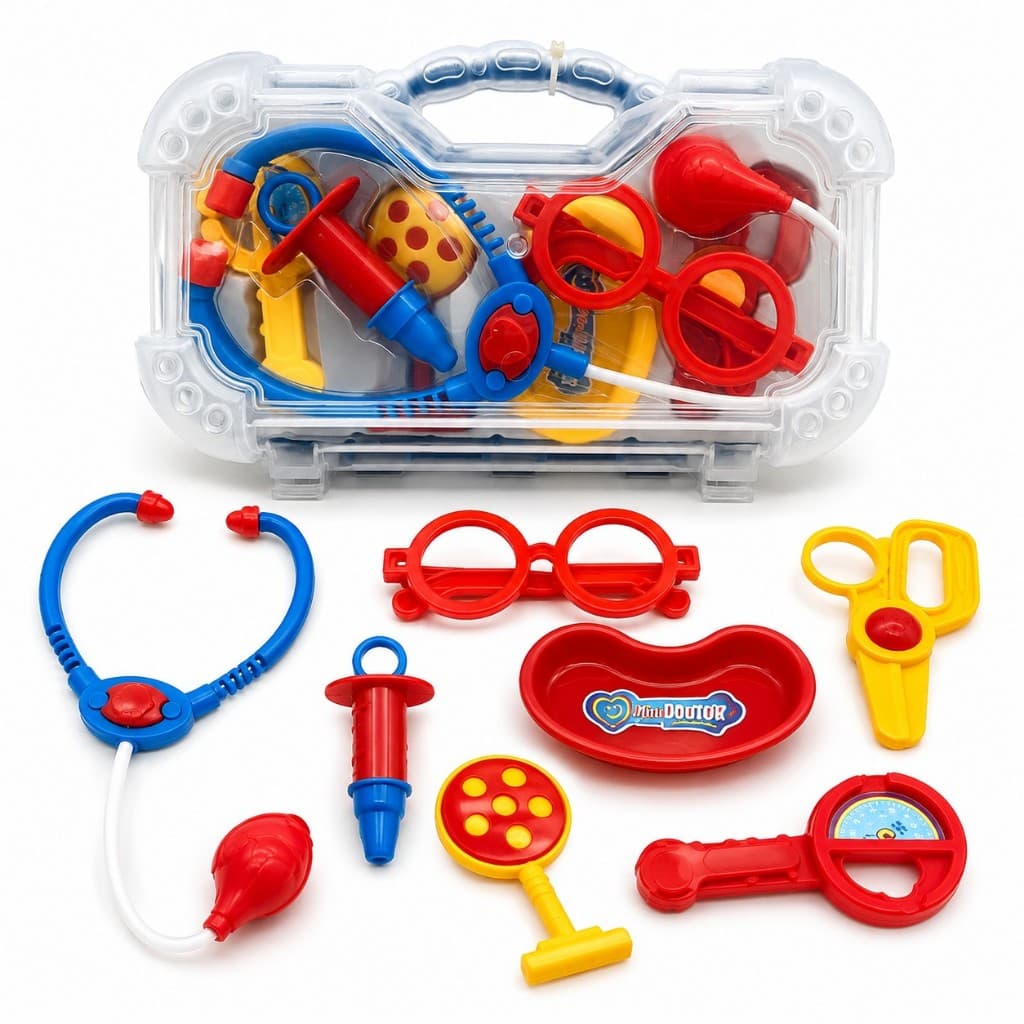 Maleta Médica Infantil Mini Doutor Com 10 Acessórios Divertida Azul