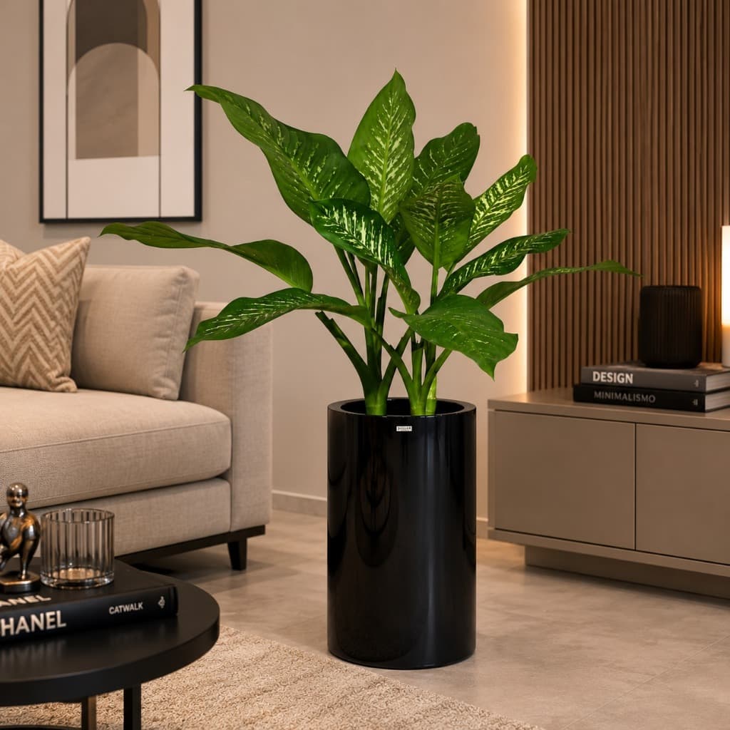 Vaso Fibra De Vidro Cristal P Decoração Elegante Sala 50cm