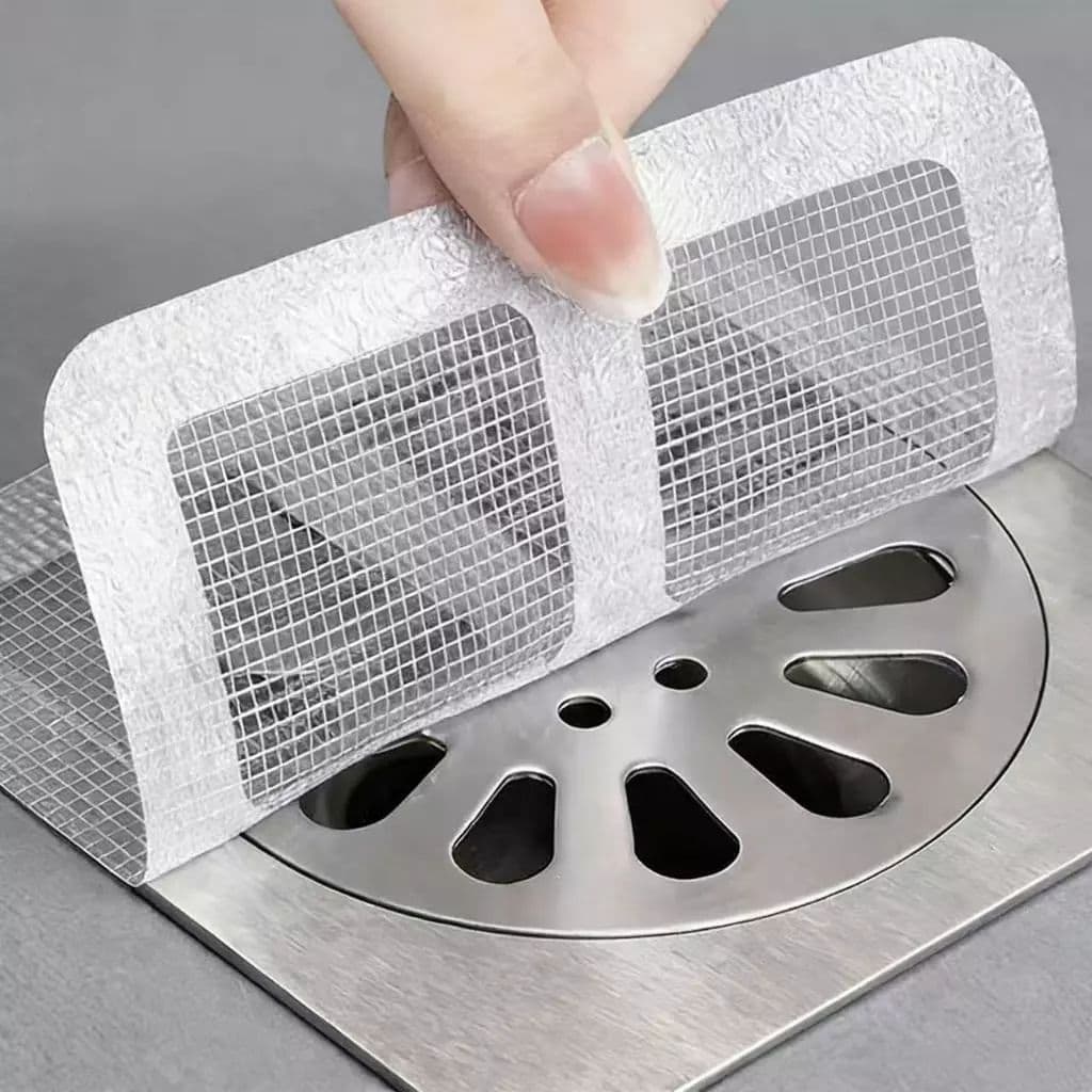 Protetor De Ralo Adesivo Tela Fina Anti Inseto e Cabelo Kit Descartável Cozinha Banheiro Lavanderia