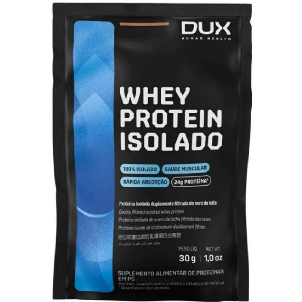 Whey Protein Isolado DUX 30g Dose Individual 24g de Proteína 100% Isolado Rápida Absorção Suplemento Alimentar Academia