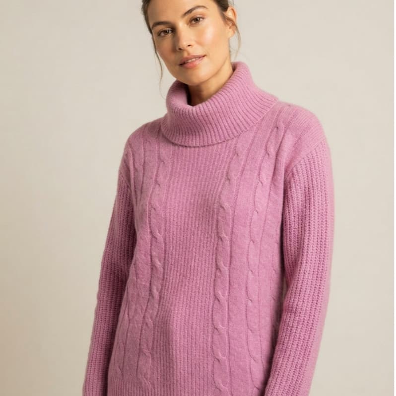 Blusa De Tricot Mousse Gola Alta Feminina Suéter Lã Blusão Básica Malha Inverno Presente Mães Aniversário Namorada Frio