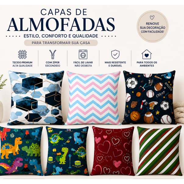 Capas Almofadas Decorativas 45x45 cm para Quarto e Sala, Decoração Casa