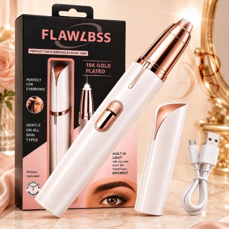 Caneta Depiladora Aparador de Sobrancelhas Elétrico Recarregável USB com Luz LED Portátil Feminino