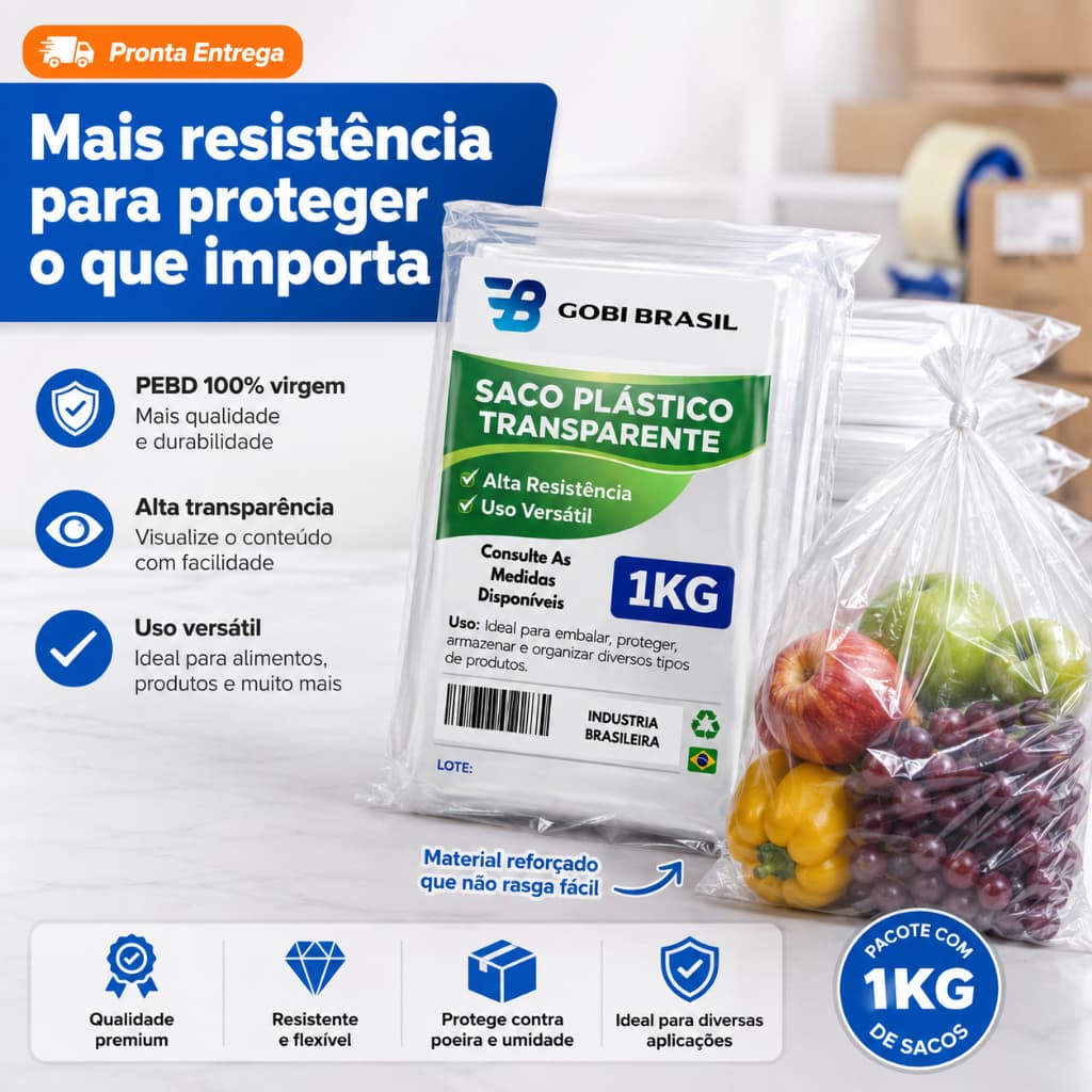 Sacos Plasticos Transparente CRISTAL 40x60 Embalagem Plastica PEBD 1 KG - CRISTAL