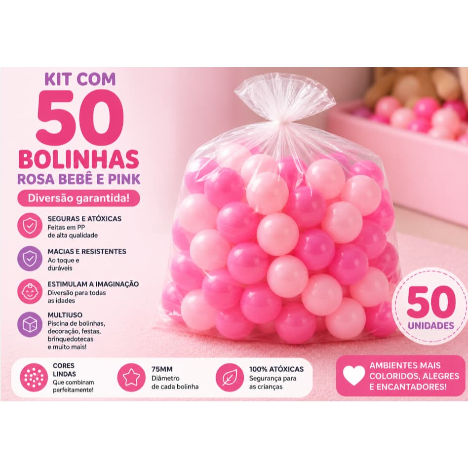 50 Bolinhas de Piscina Infantil Bebê Criança Princesa Brinquedo Infantil Decoração