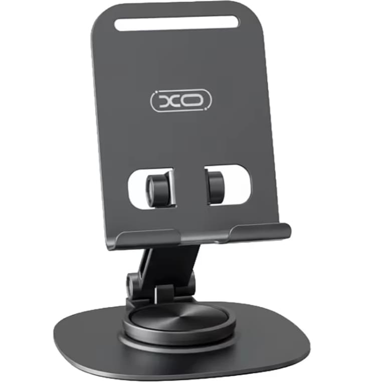 Suporte de Mesa XO C151 para Celular Dobrável Giro 360° Ajustável Preto