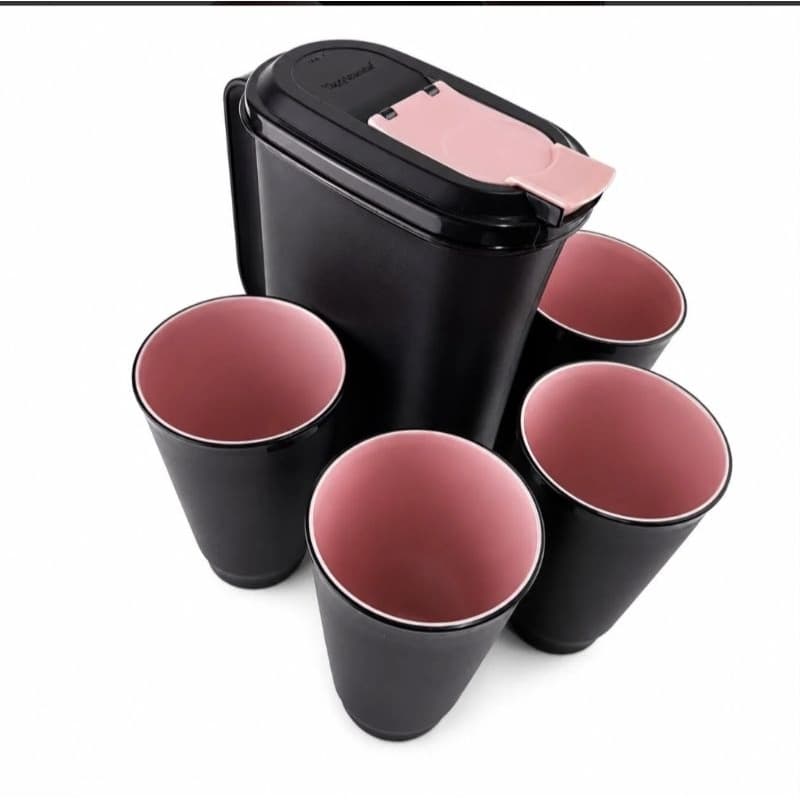KIT JARRA ALEGRA E4 COPOS PRETO E ROSA Original