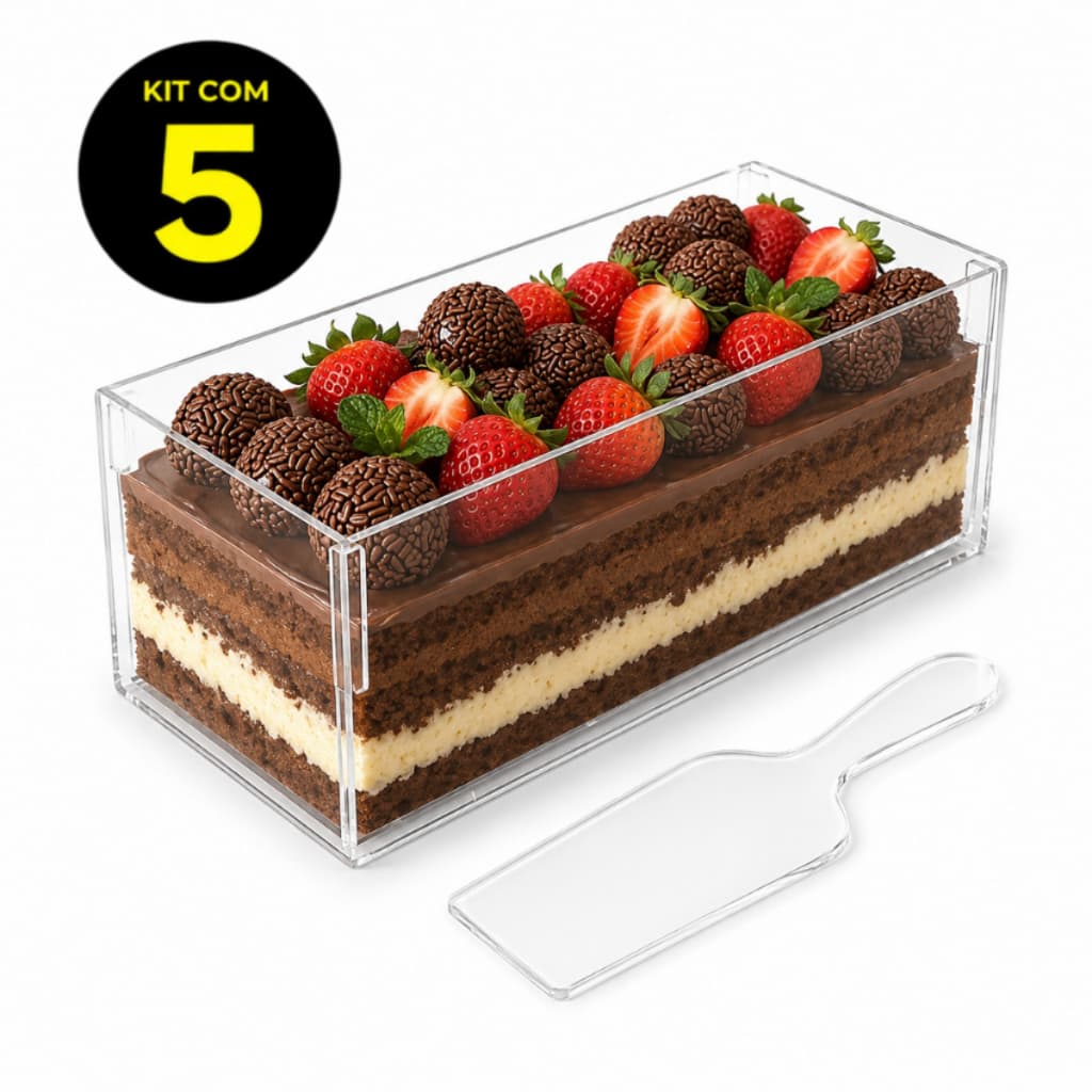 Kit 5 Forma Slice Cake 30x10x10 Acrílico Fatia Bolo Confeitaria Formas Fatias