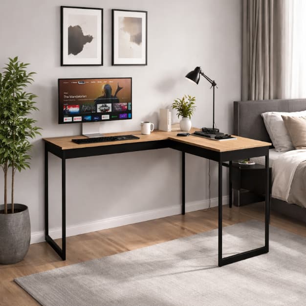 Mesa em L 110cm Escrivaninha Computador Home Office Escritório Grande Promoção
