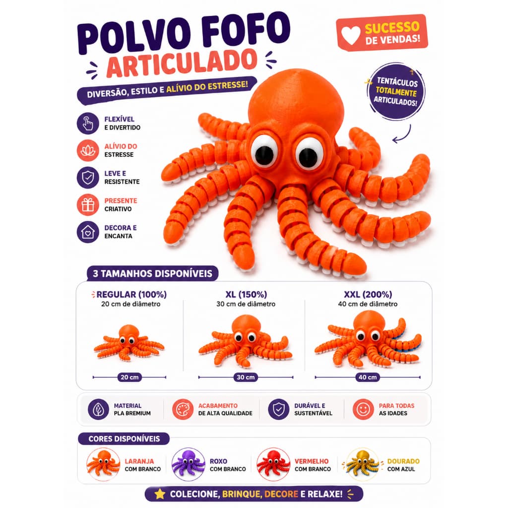 Polvo Fofo Articulado Flexível