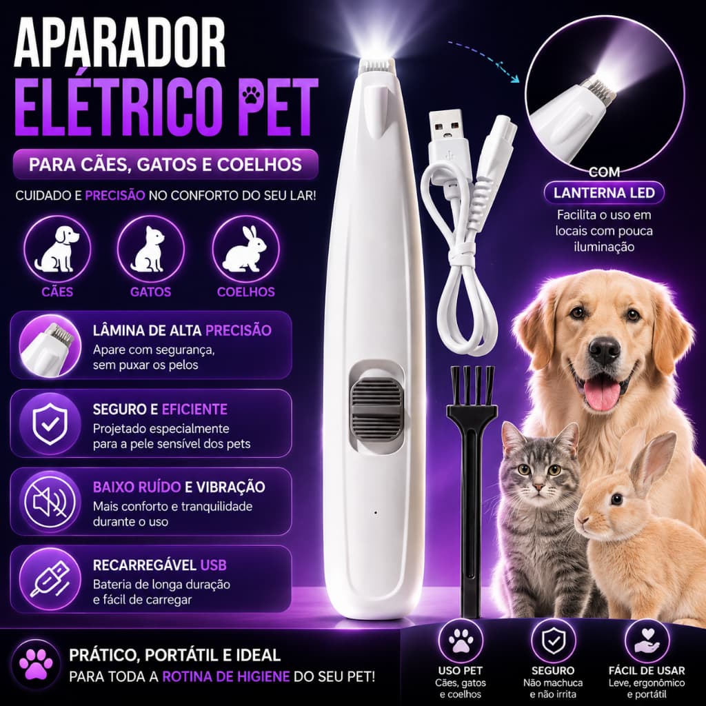 Máquina de Tosa Pata Olhos Orelha Pet Cão Gato Profissional Aparador De Pelos Cortador Maquininha