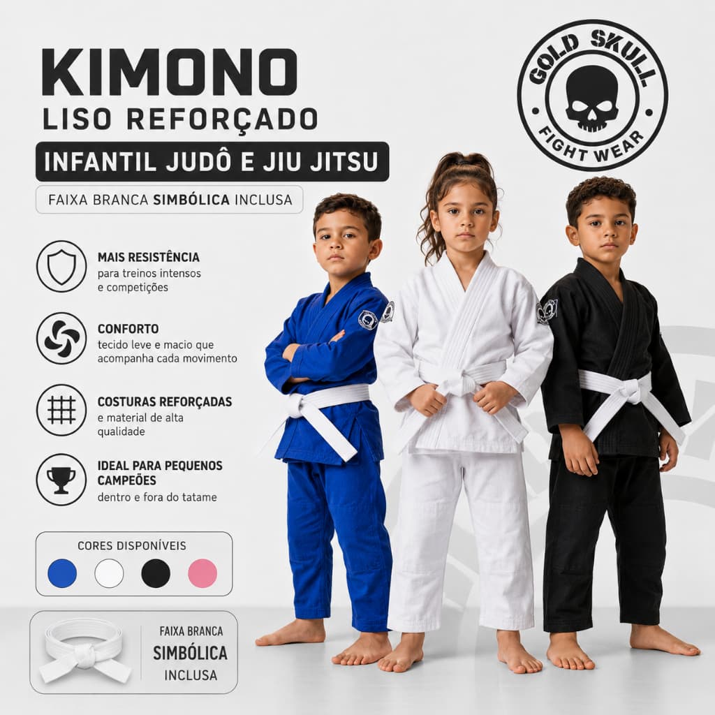 Kimono Infantil Judô e Jiu Jitsu Reforçadinho 100% Algodão