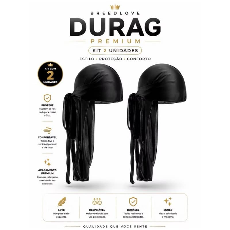 Durag Cetim Acetinado Antifrizz Durag Premium Waves Masculino Ajustável Proteção Capilar Moda Afro - ENVIO IMEDIATO