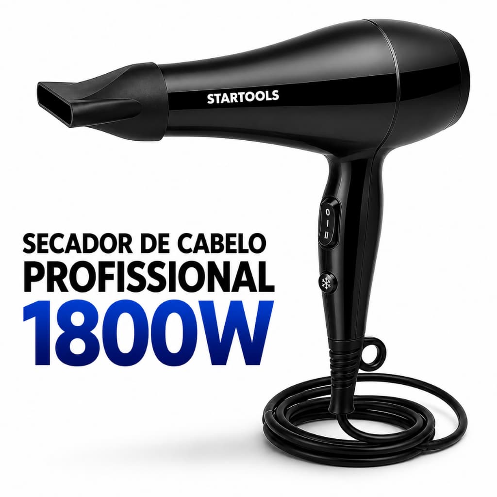 🔥 Secador de Cabelo Profissional 1800W 127V Preto Potente Compacto para Uso Doméstico e Salão