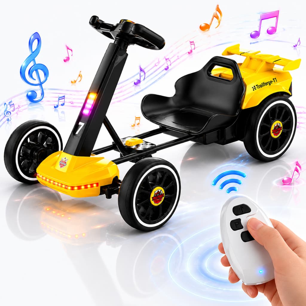 TRAILFORGE Carro elétrico infantil Brinquedo infantil de 65 kg com luzes e música Presente infantil