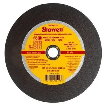 48 Peças Disco De Corte Extra Fino 4.1/2 X 1mm X 7/8 Starrett Amarelo