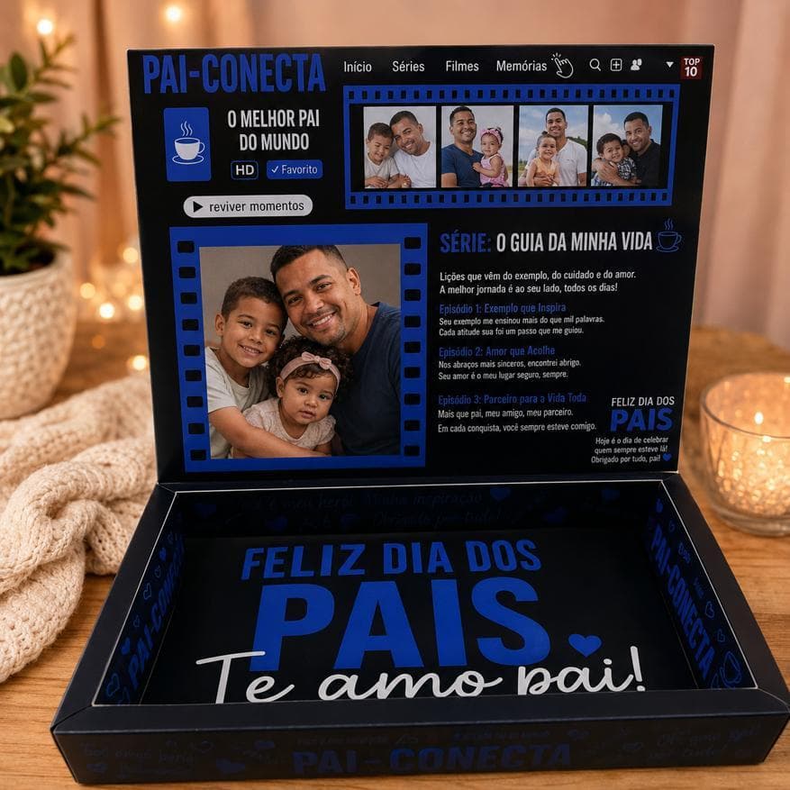 Caixa Dia dos Pais Personalizada Presente Criativo Pai Conecta Box Explosão com Fotos e Mensagem Emocionante