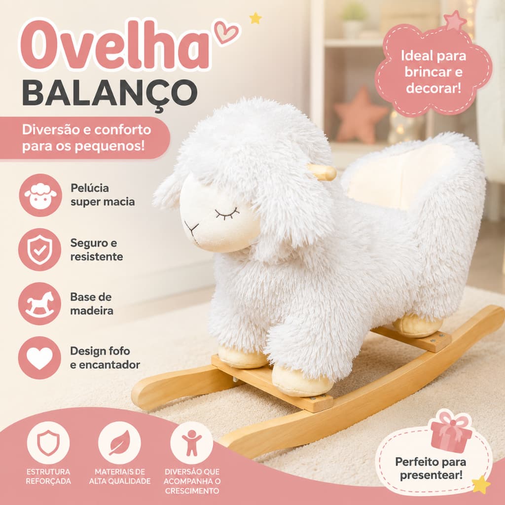 Balanço Infantil - Ovelha Musical De Pelúcia - Encantador