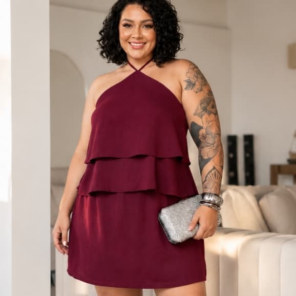 Conjunto Feminino Plus Size Macaquinho Vestido Short Saia Crepinho