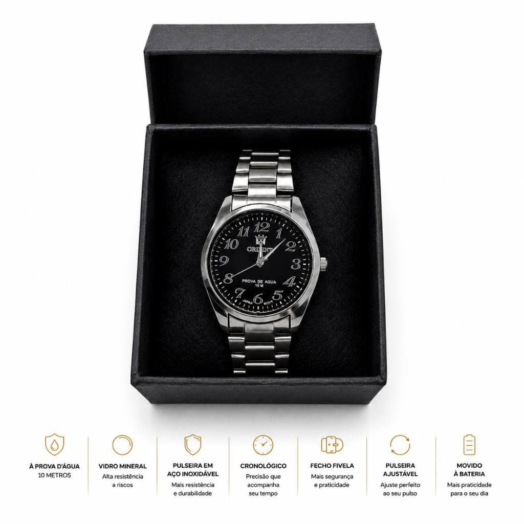 Relógio Masculino ORIMET Original Social Pulseira Aço Analógico