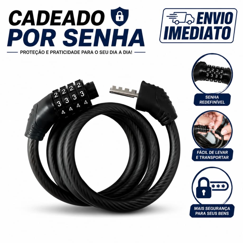 Corrente De Cadeado Para Bicicleta, Motocicleta, Trava, Antifurto, Com Senha Secreta - 1100mm