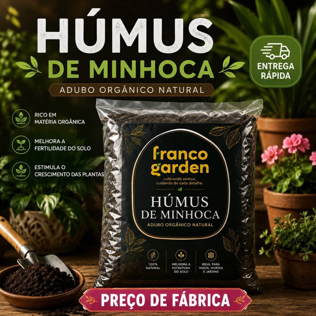 Húmus de Minhoca Adubo Orgânico para Plantas, Hortas e Jardins FRANO GARDEN rosa deserto terra