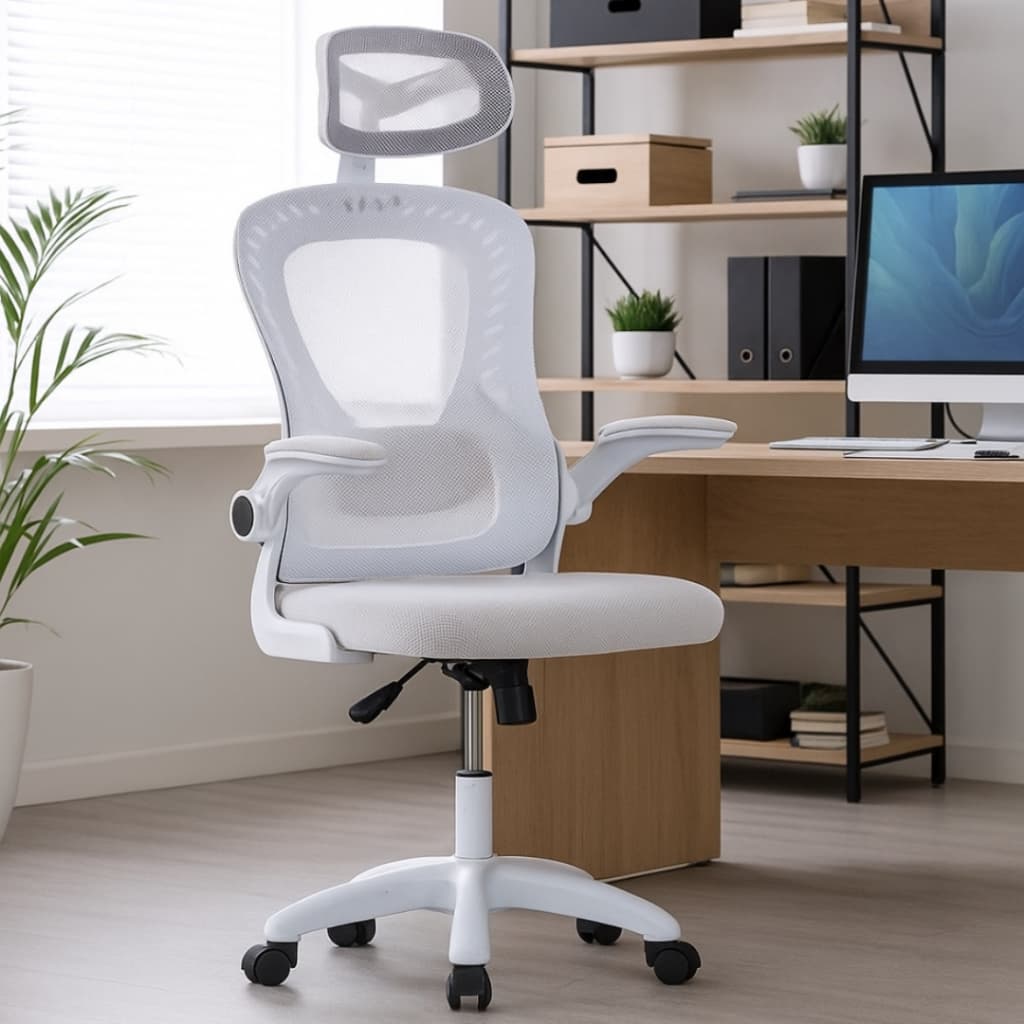 Cadeira Escritório Confortavel Ergonômica Giratoria Mesh Presidente Preta E Branca
