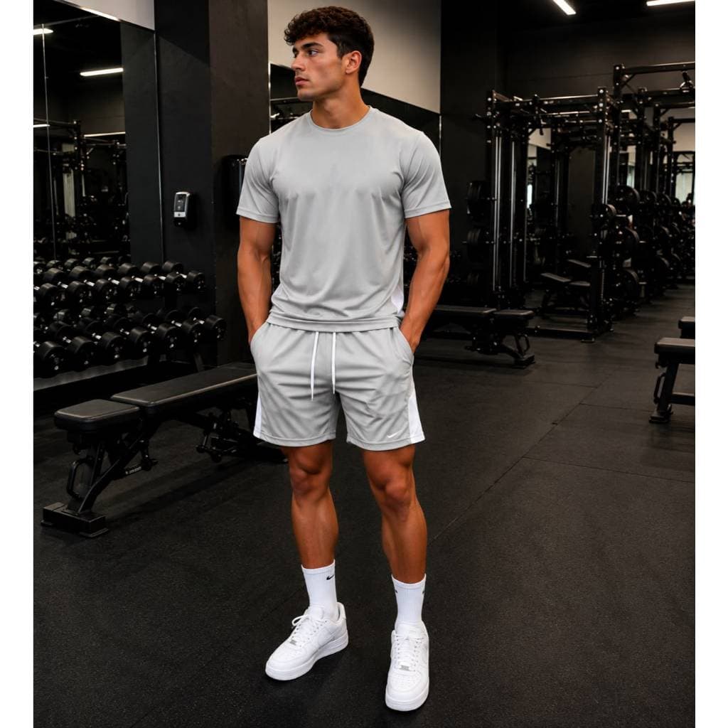 Conjunto Masculino Dry Fit Bermuda+Camisa Academia Tecido Leve e Confortável Premium Barato Treinos Estilo Versátil