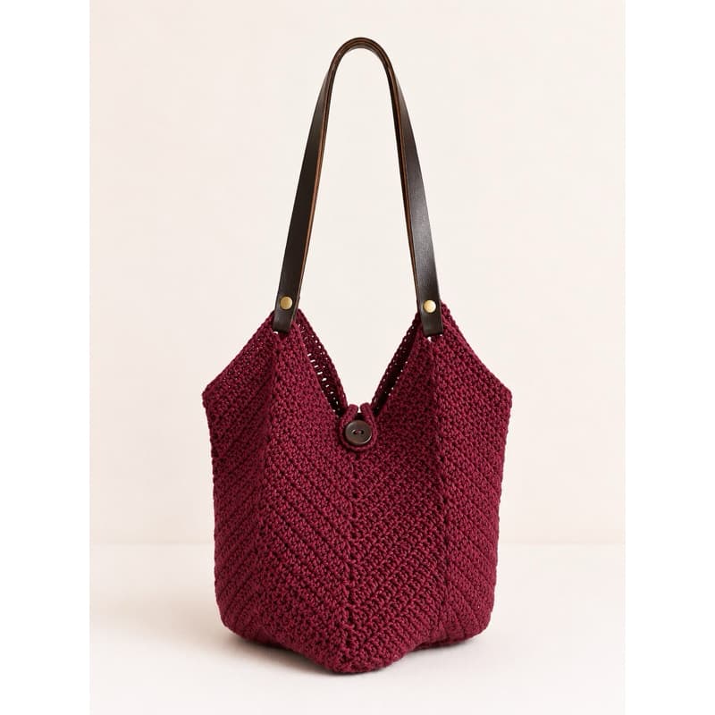 Bolsa de Crochê Vinho, Bolsa de Ombro Bordô Feita à Mão 33x33 Ecobag Bolsa Saco Crochê Bucket