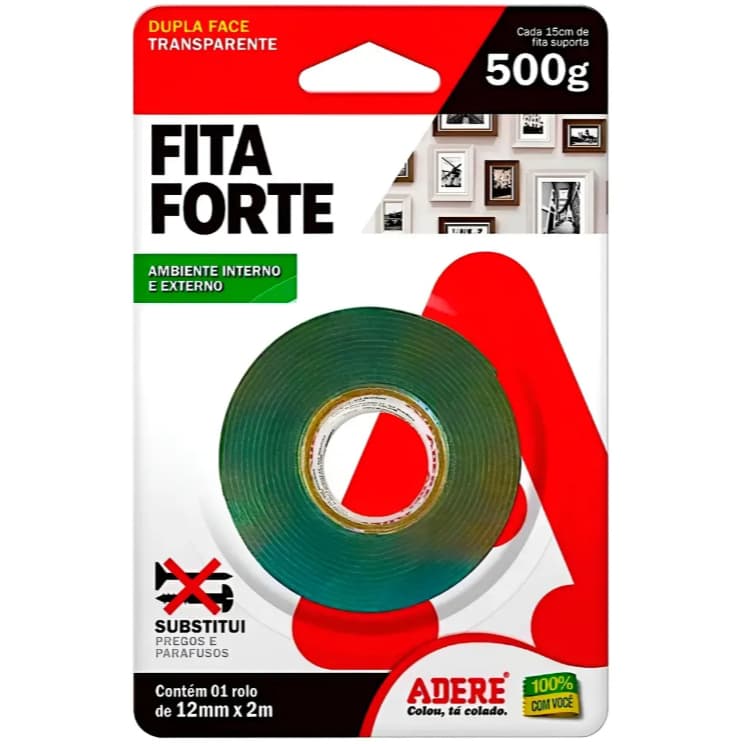 Fita Forte Dupla Face Transparente 12mm X 2M
