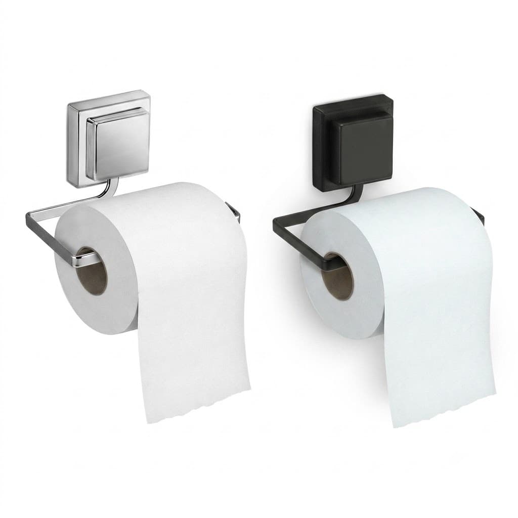 Suporte Porta Papel Higiênico Papeleira Parede Fixação Sem Furo c Fita 3M Cromado ou Preto
