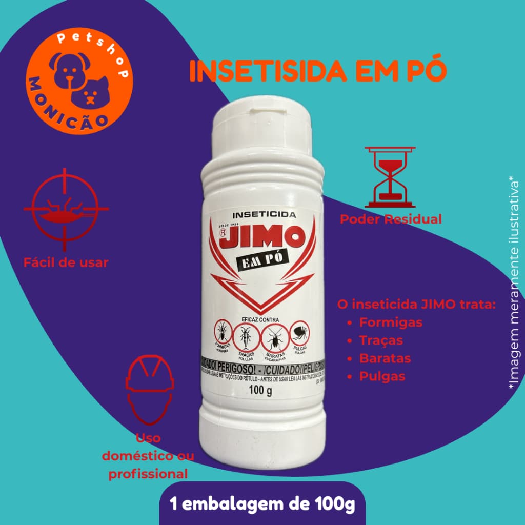 Inseticida Jimo em Pó 100g - Contra Formigas, Traças, Baratas & Pulgas