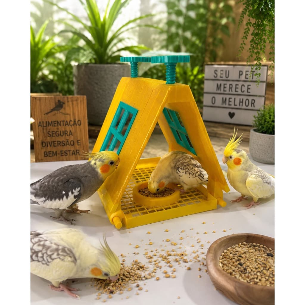 Comedouro Suspenso para Calopsitas e Agapornis - Alimentador de Sementes em Impressão 3D