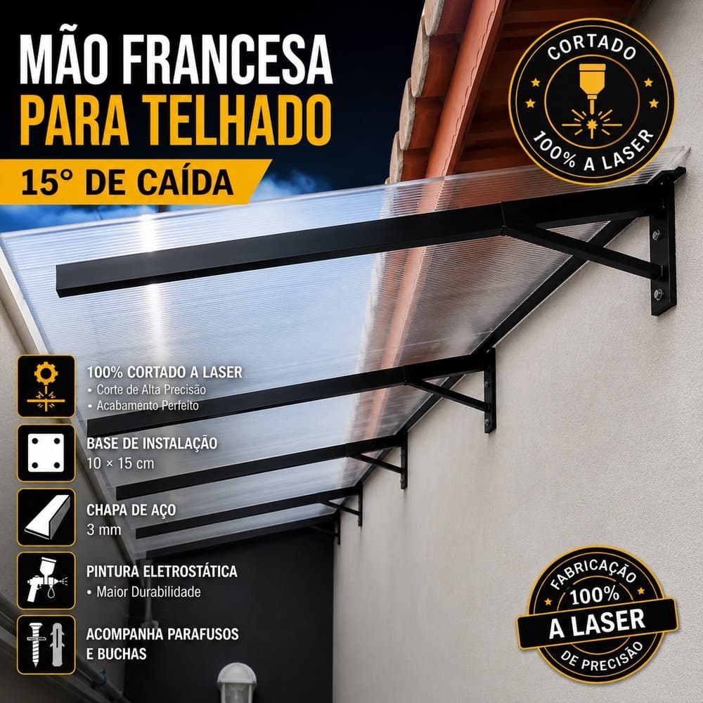 Mão Francesa Suporte Para Telhado Cobre sol Cobre chuva kit 08 unidades