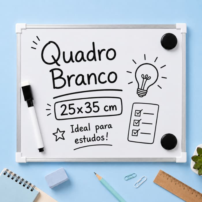 Quadro Branco Lousa Magnética com Caneta e Apagador 20x30 25x35 30x40